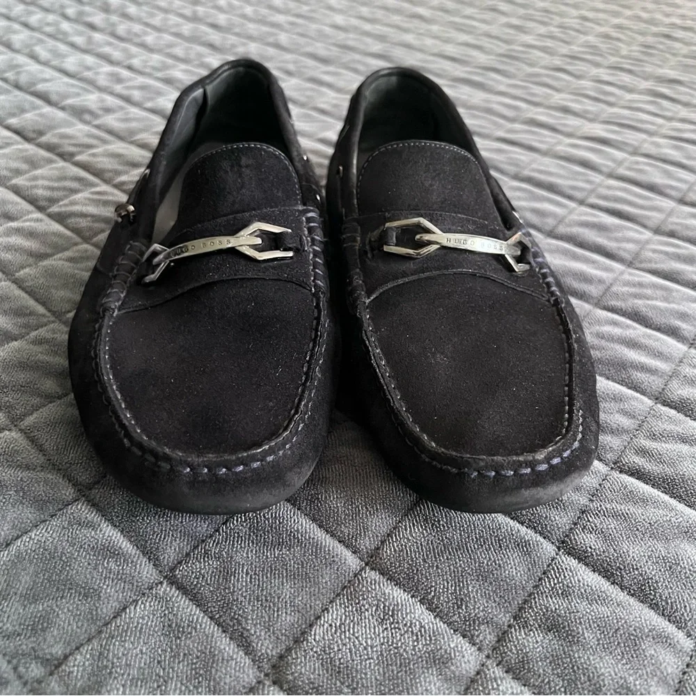 HUGO BOSS Penny Loafers Men 7 Shoes Black Suede